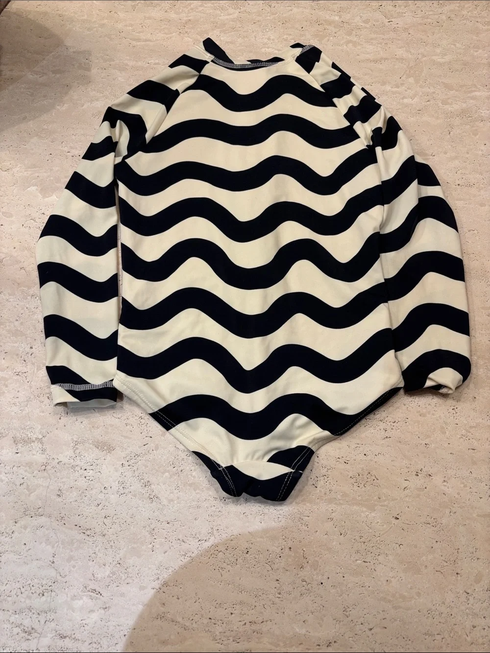 Hanna Andersson Black and Cream Wave One-Piece Swimsuit